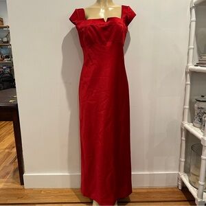 Odessa Red Column Dress Sz 12 Formal Cap Sleeves Long Party Black Tie